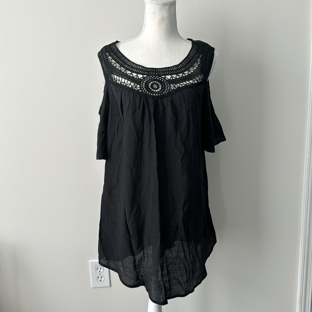 Catalina Black Swim Cover-up embroidered detail , size 8